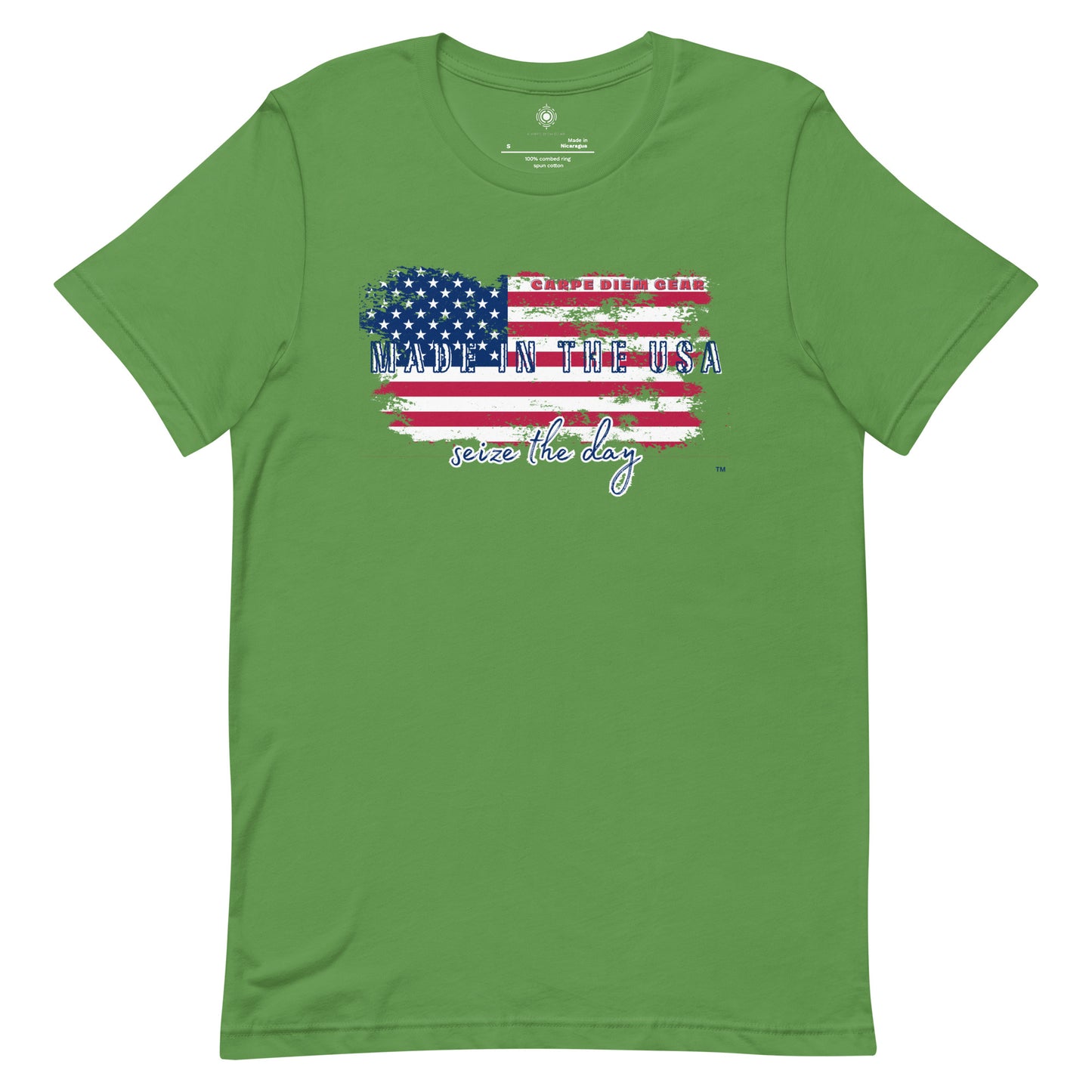 Carpe Diem Gear | Americana  | Worn USA Flag | Unisex 100% Cotton T-Shirt