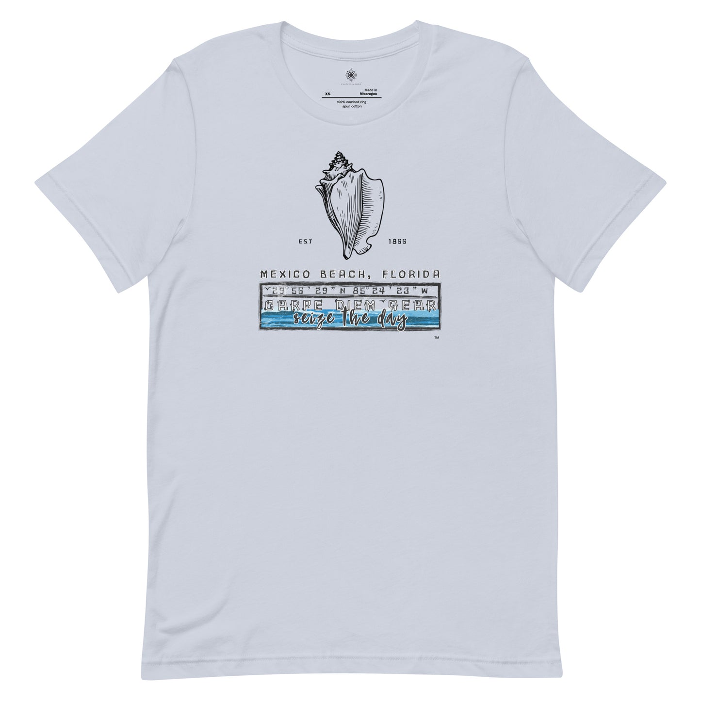 Carpe Diem Gear | Beach Life | Mexico Beach Conch Shell | Unisex 100% Cotton T-Shirt