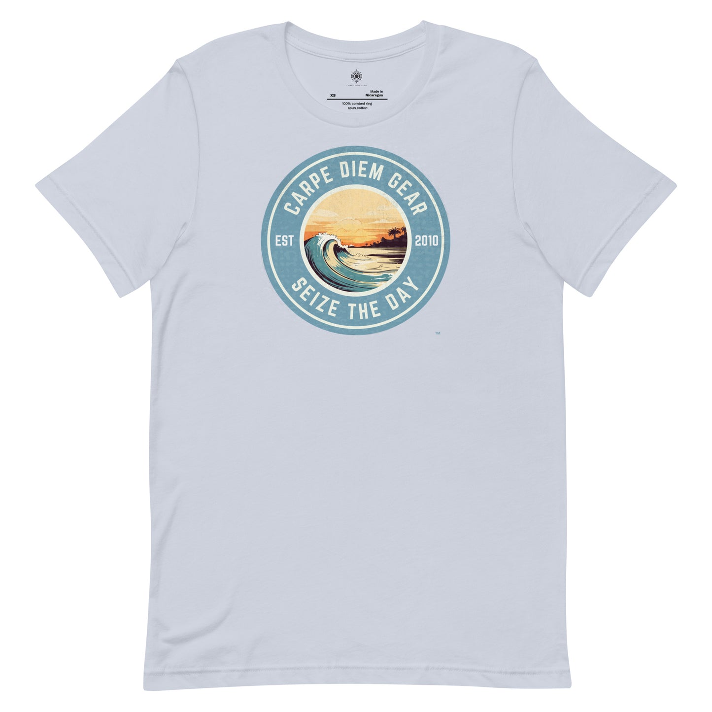 Carpe Diem Gear | Beach Life | Circle Sunset Wave | Unisex 100% Ring-Spun Cotton T-Shirt