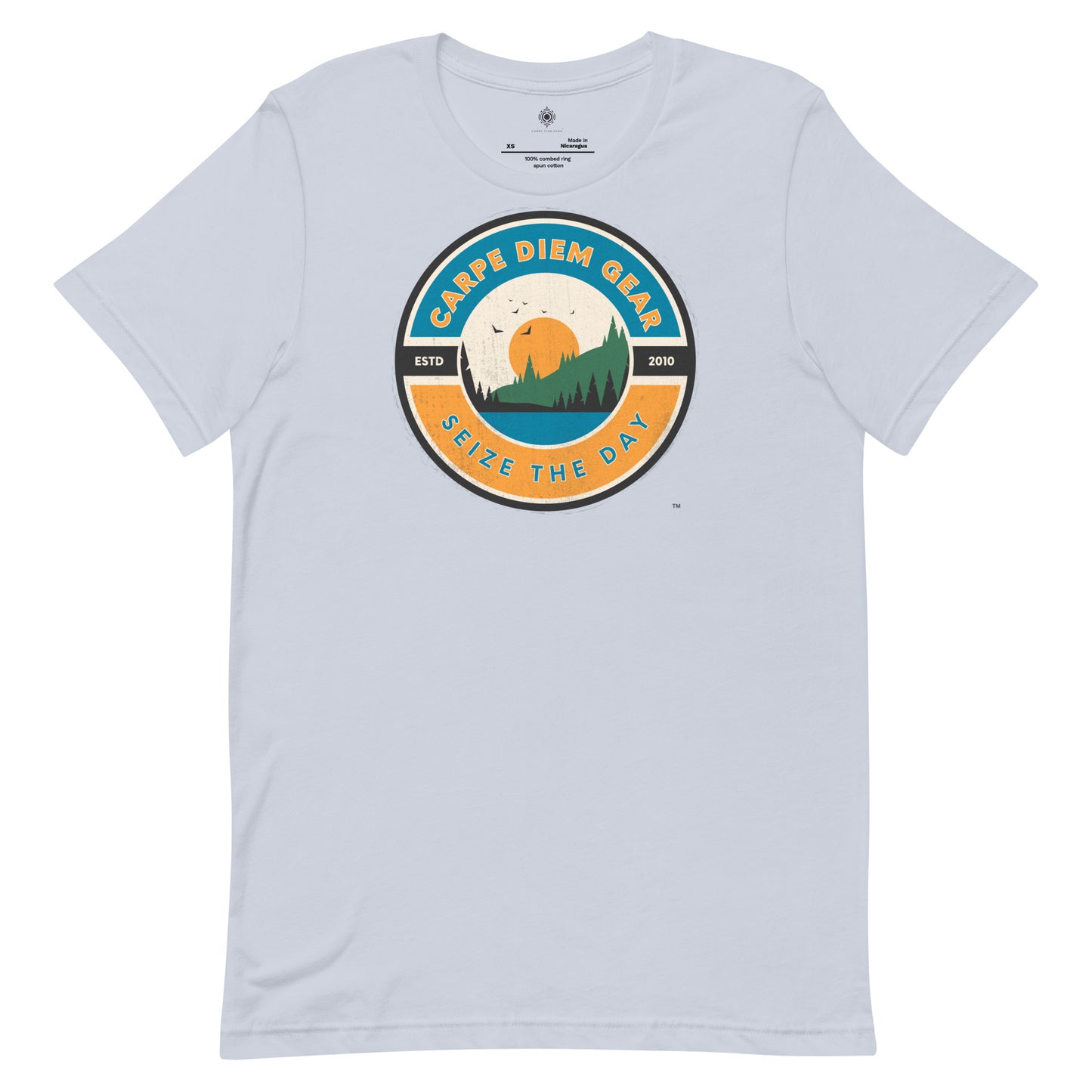 Carpe Diem Gear | Hike, Climb, Camp |  Circle Mountain Sunrise | Unisex 100% Cotton T-Shirt