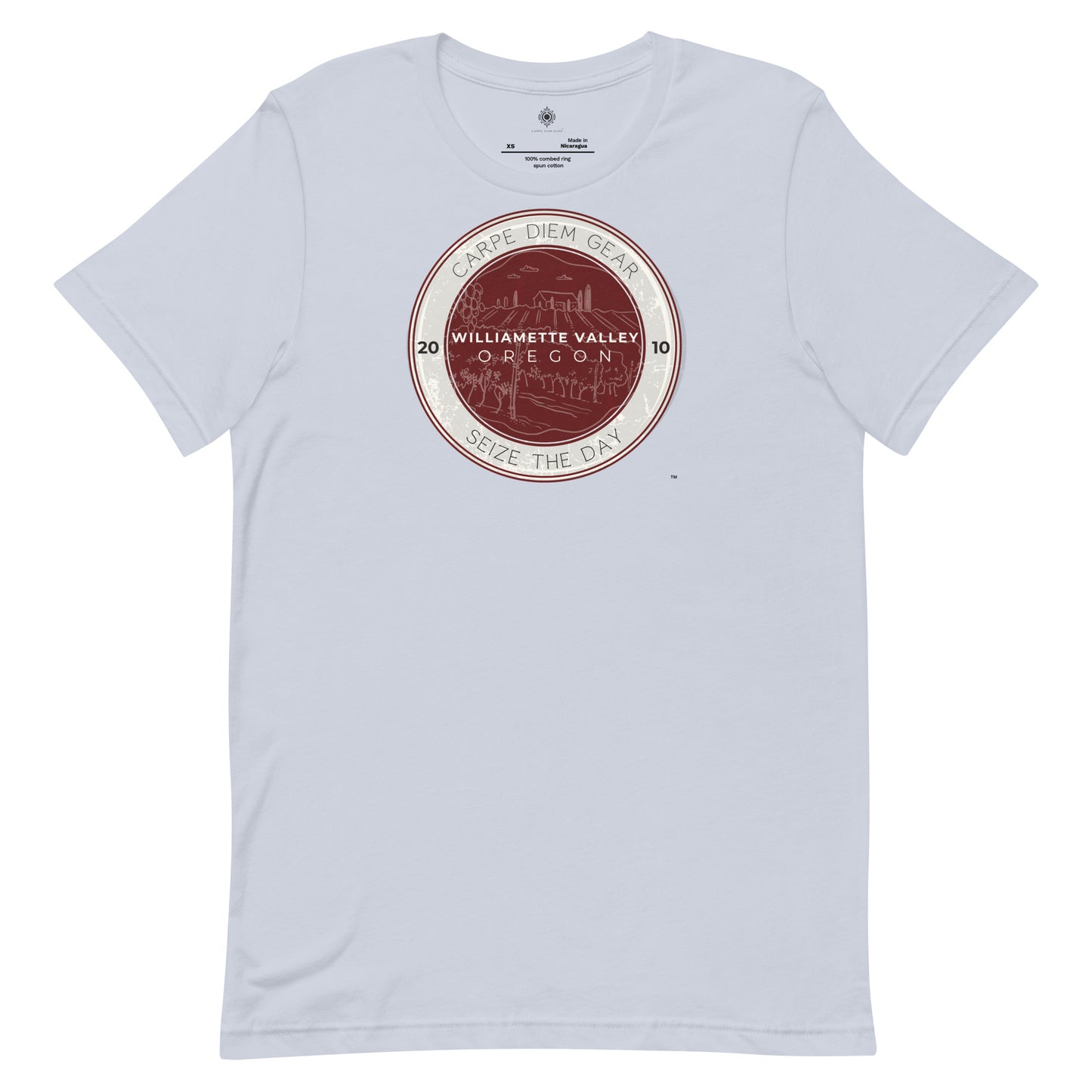 Carpe Diem Gear | Wine Country |  Willamette Valley, Oregon Burgundy Circle | Unisex 100% Cotton T-Shirt