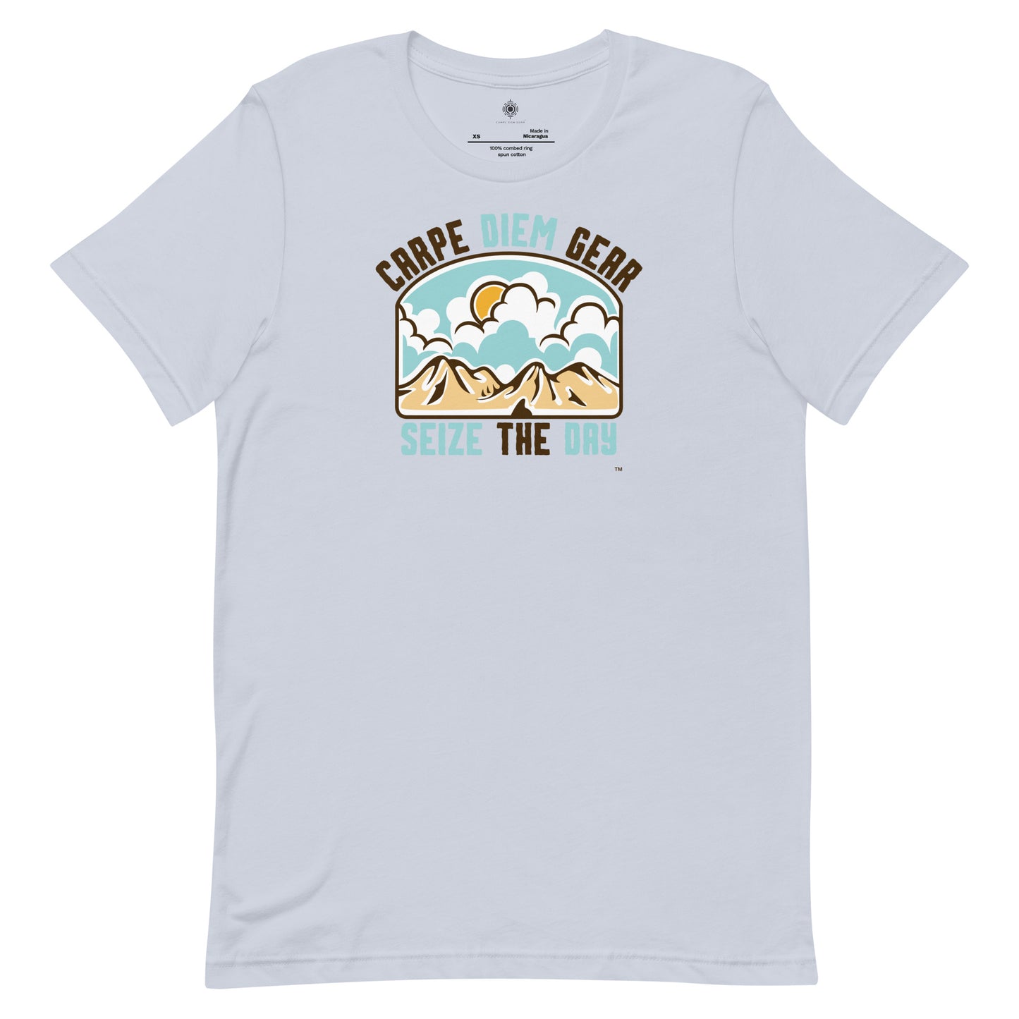 Carpe Diem Gear | Hike, Climb, Camp |  Mountain Sunrise | Unisex 100% Ring-Spun Cotton T-Shirt