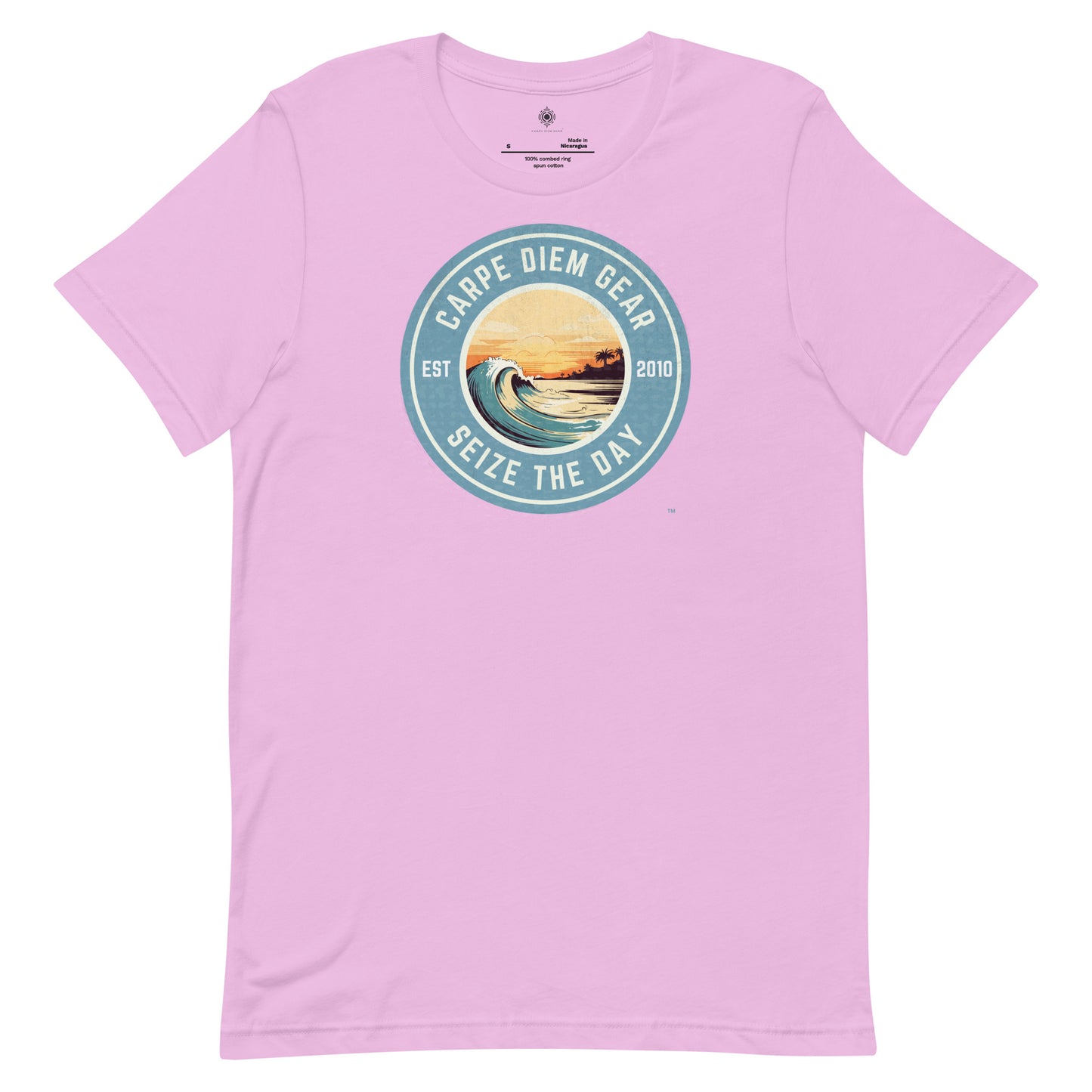 Carpe Diem Gear | Beach Life | Circle Sunset Wave | Unisex 100% Ring-Spun Cotton T-Shirt