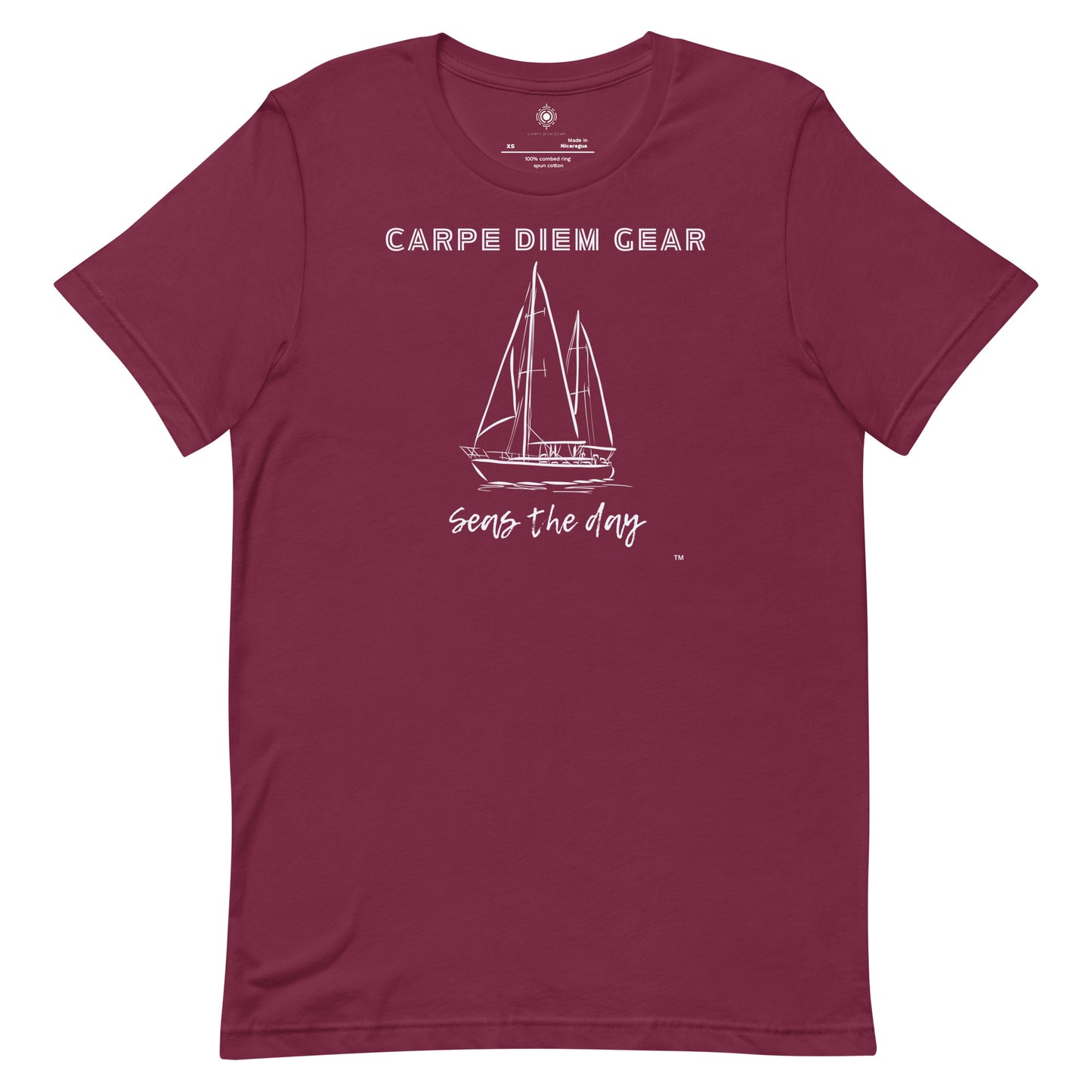 Carpe Diem Gear | Set Sail | White Solo Sailboat | Unisex 100% Cotton T-Shirt