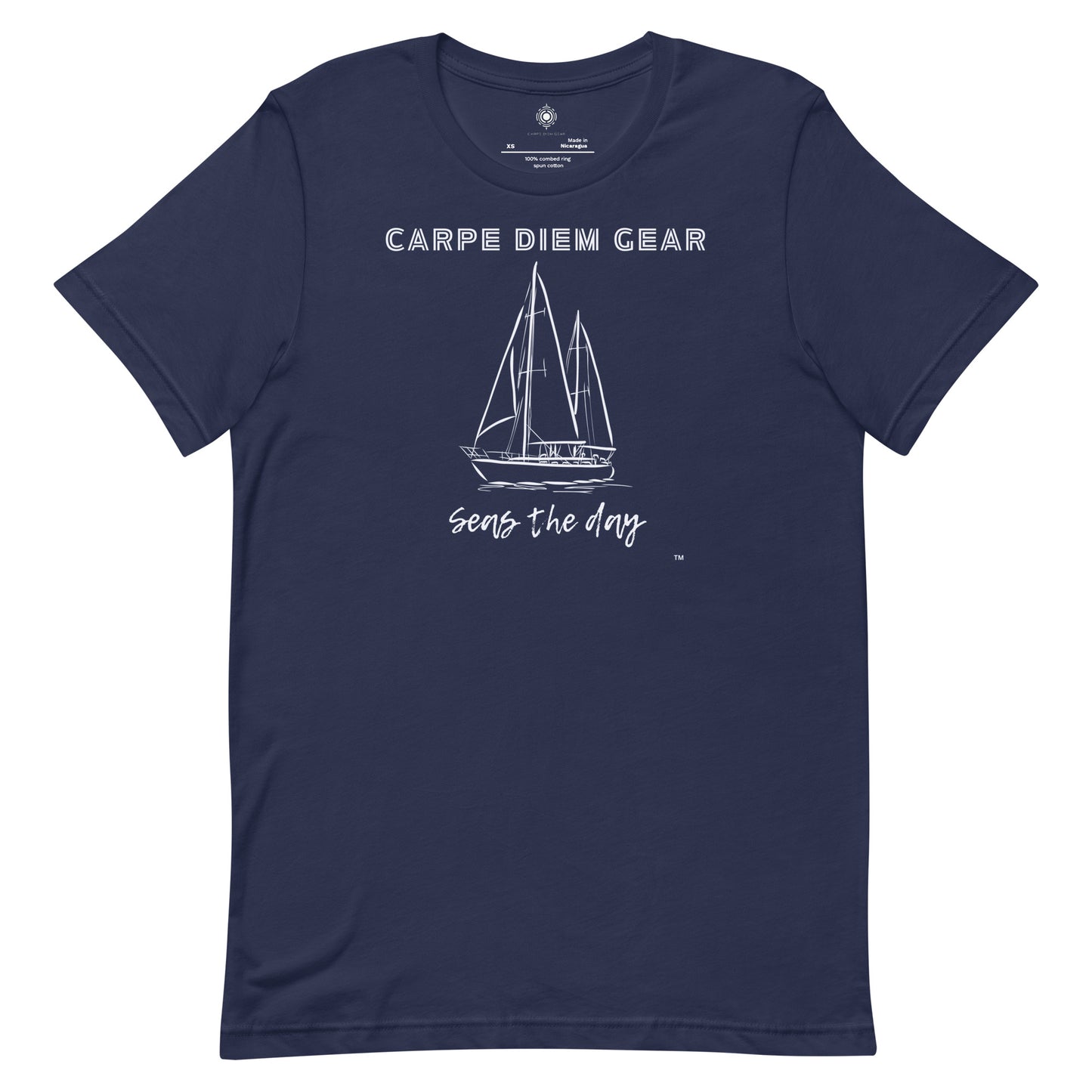 Carpe Diem Gear | Set Sail | White Solo Sailboat | Unisex 100% Cotton T-Shirt