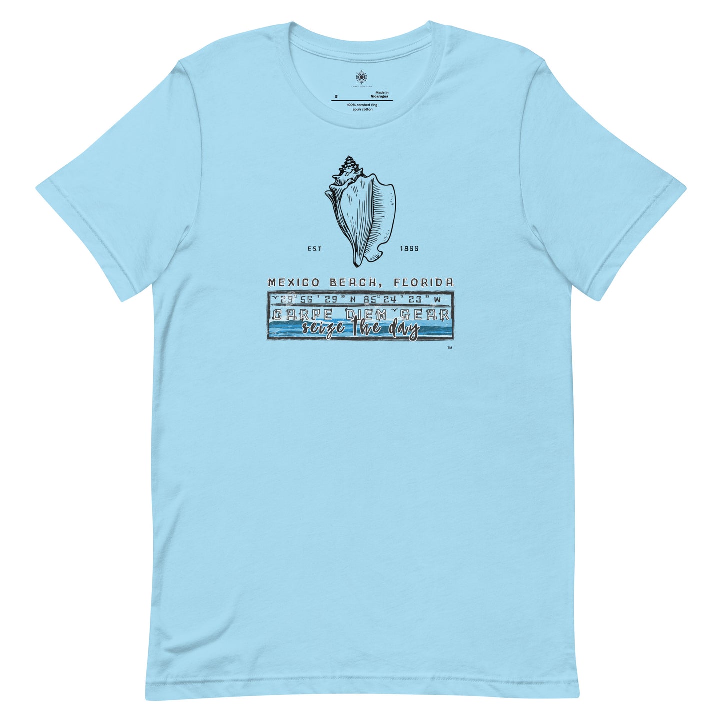 Carpe Diem Gear | Beach Life | Mexico Beach Conch Shell | Unisex 100% Cotton T-Shirt