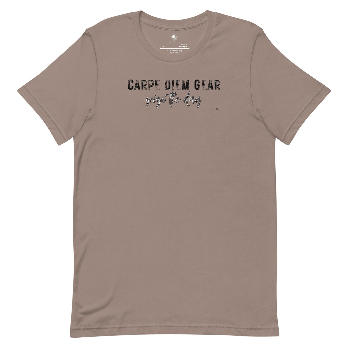 Carpe Diem Gear | Carpe Diem Gear Brand Collection | Square Sunrise in Circle (Orange) DELUXE | Unisex T-Shirt Ring-Spun Cotton