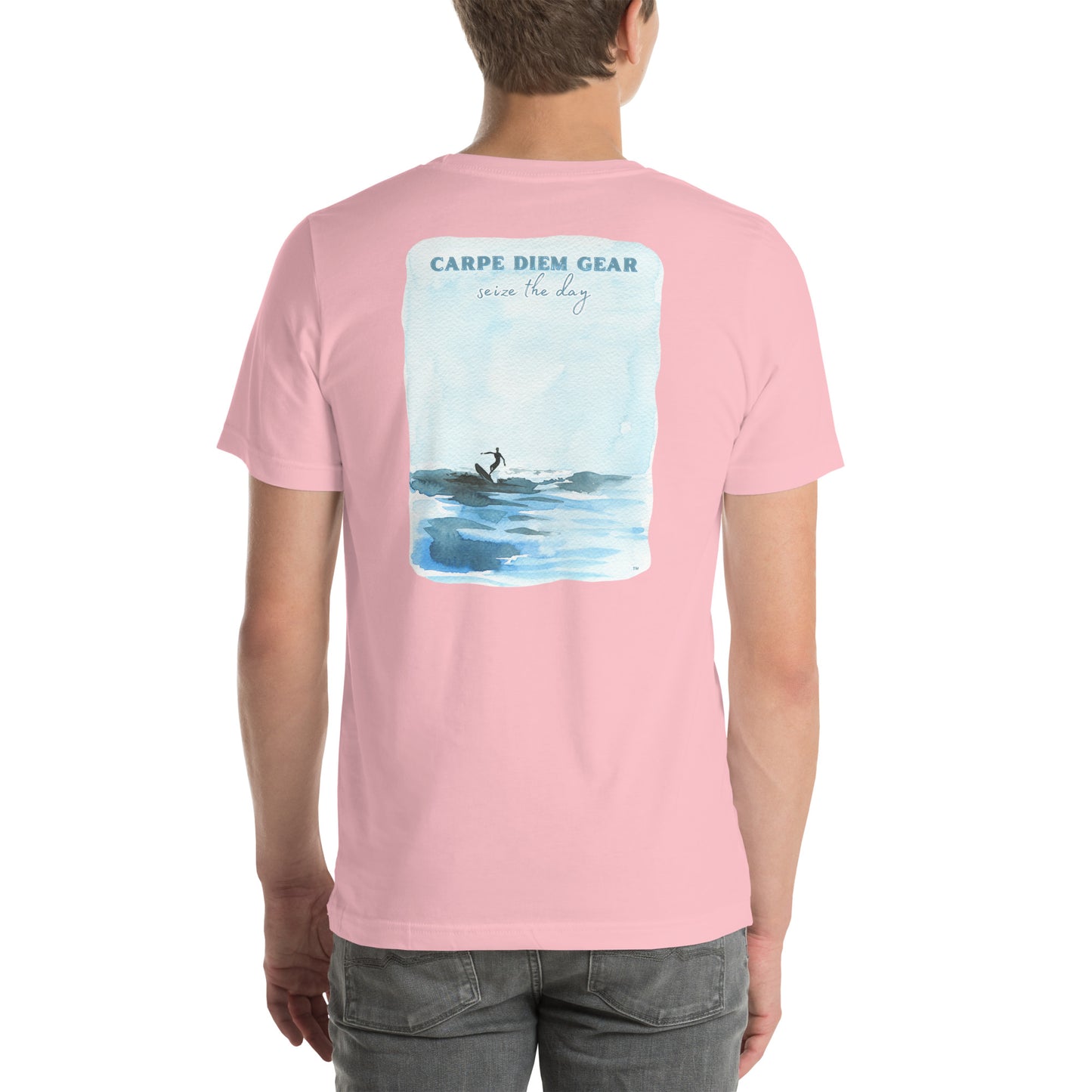 Carpe Diem Gear | Surf's Up| Surfing Watercolor DELUXE | Unisex 100% Cotton T-Shirt