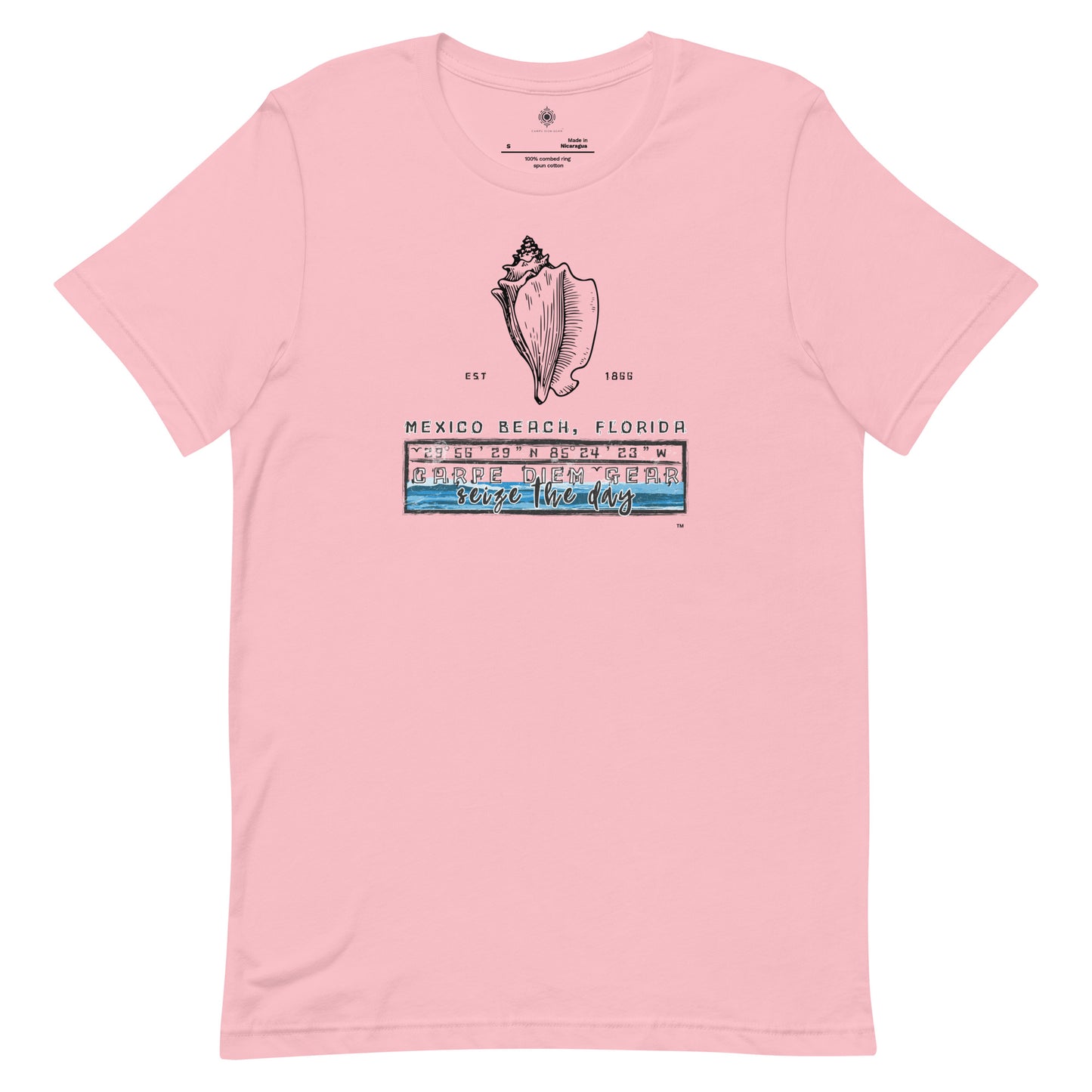 Carpe Diem Gear | Beach Life | Mexico Beach Conch Shell | Unisex 100% Cotton T-Shirt