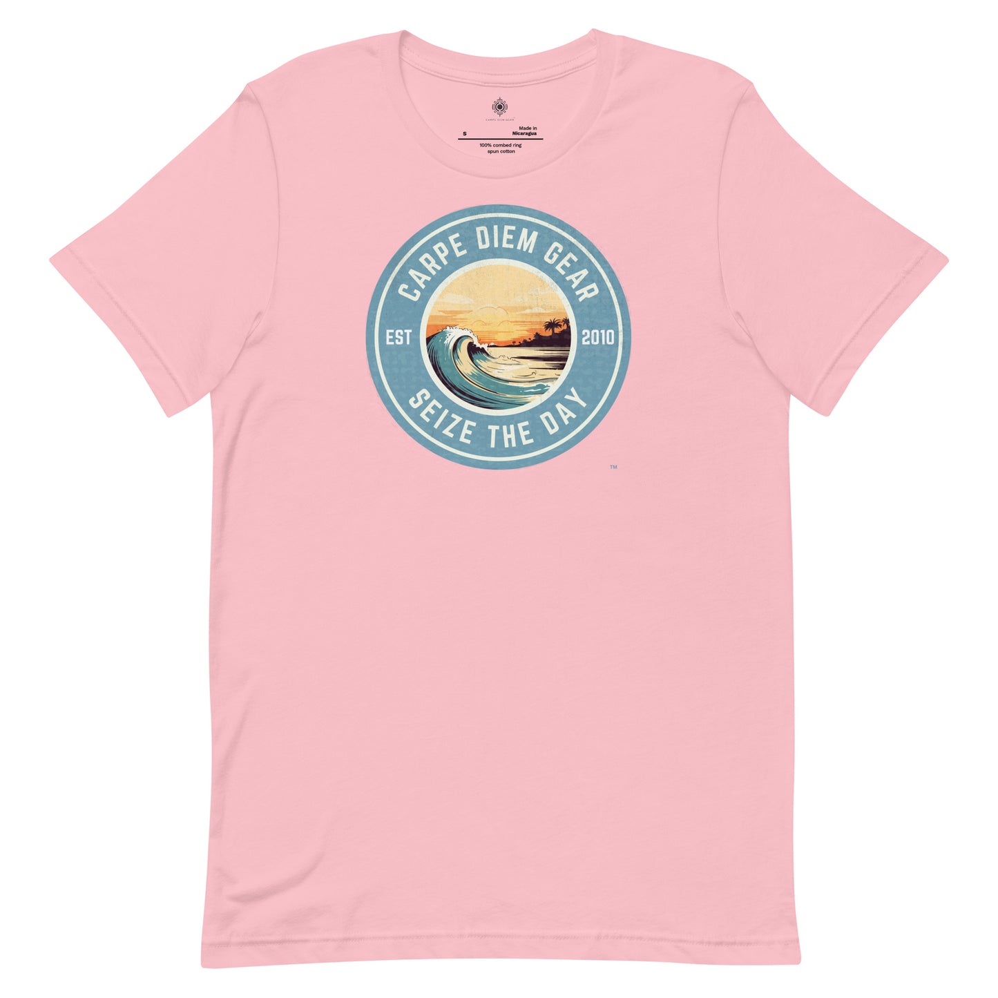 Carpe Diem Gear | Beach Life | Circle Sunset Wave | Unisex 100% Ring-Spun Cotton T-Shirt