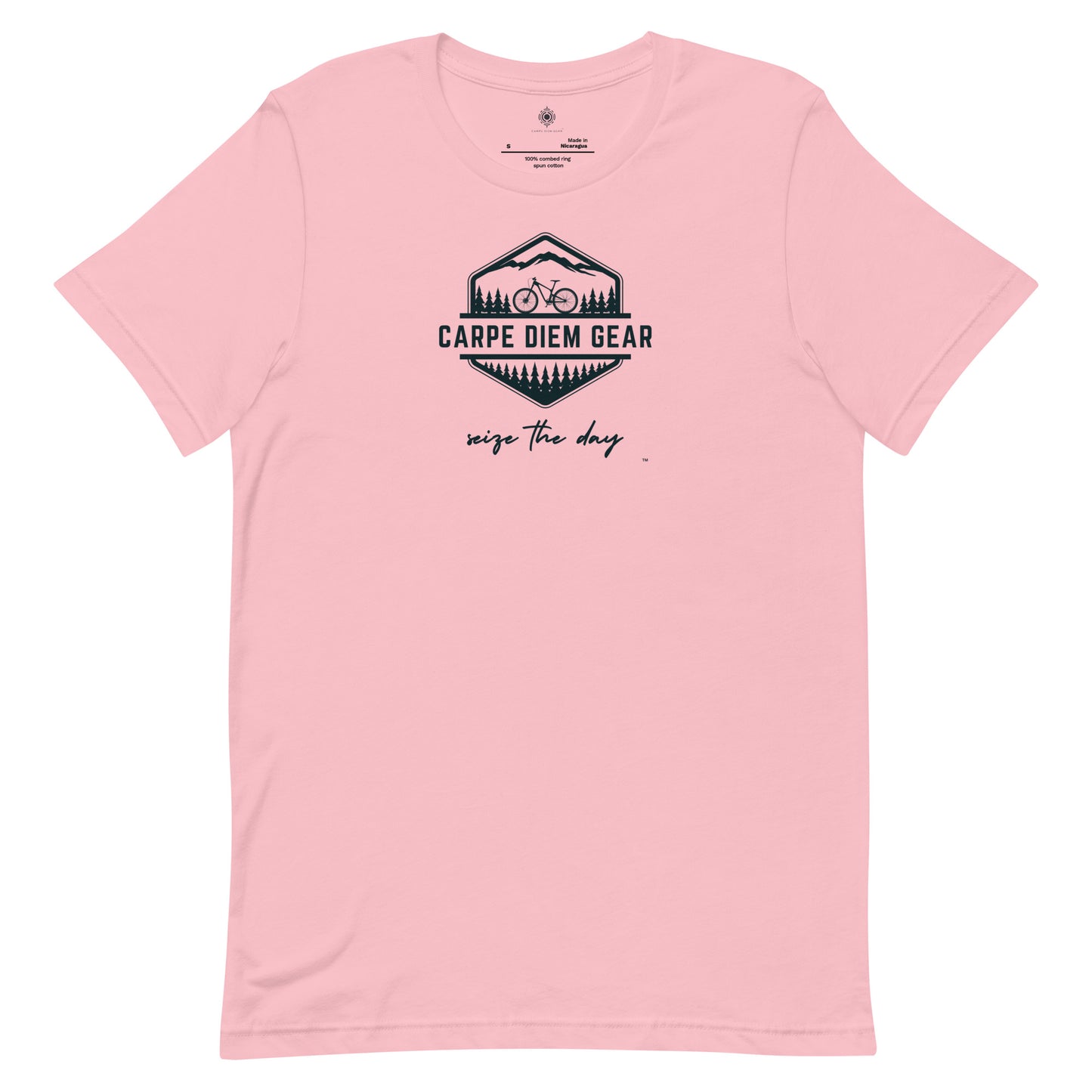 Carpe Diem Gear | Biking | All Black Badge Mountain Bike | Unisex 100% Cotton T-Shirt