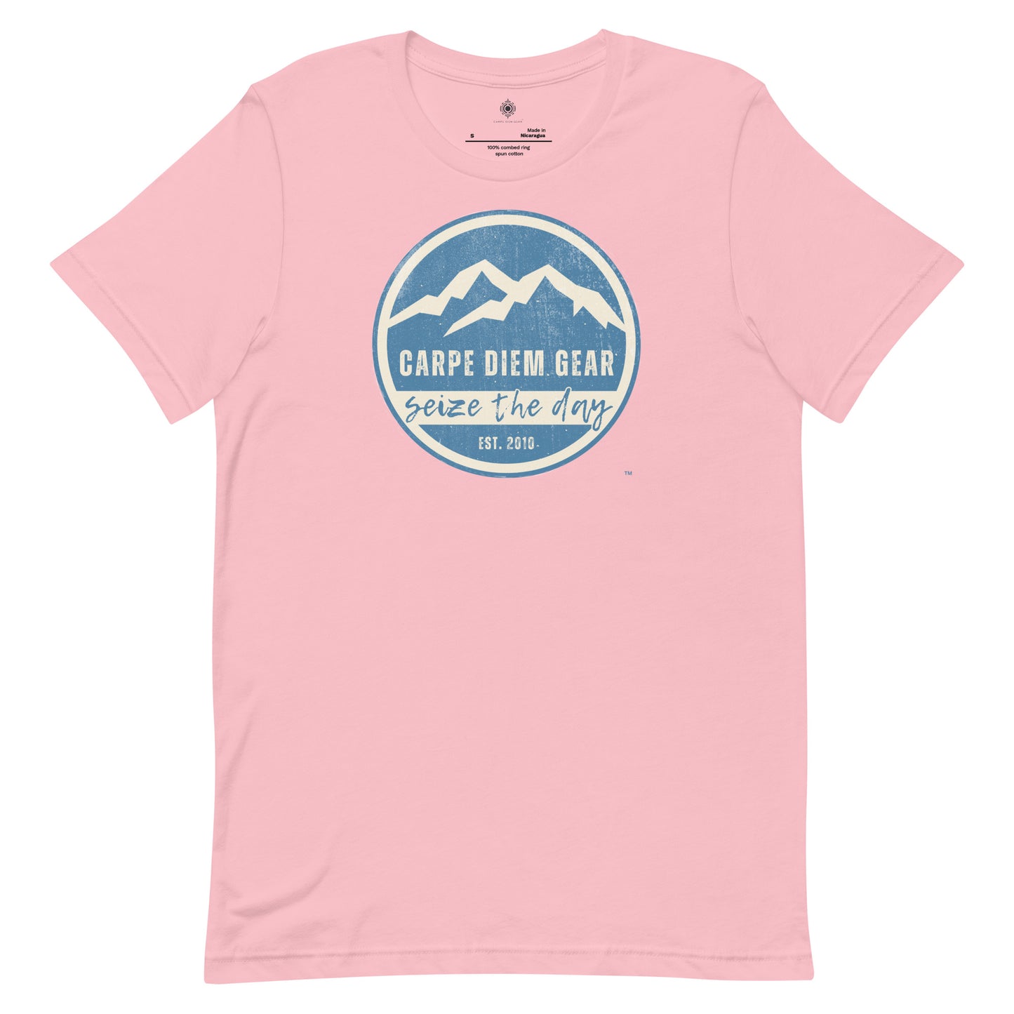 Carpe Diem Gear | Hike, Climb, Camp |  Circle Snow Mountain | Unisex 100% Cotton T-Shirt