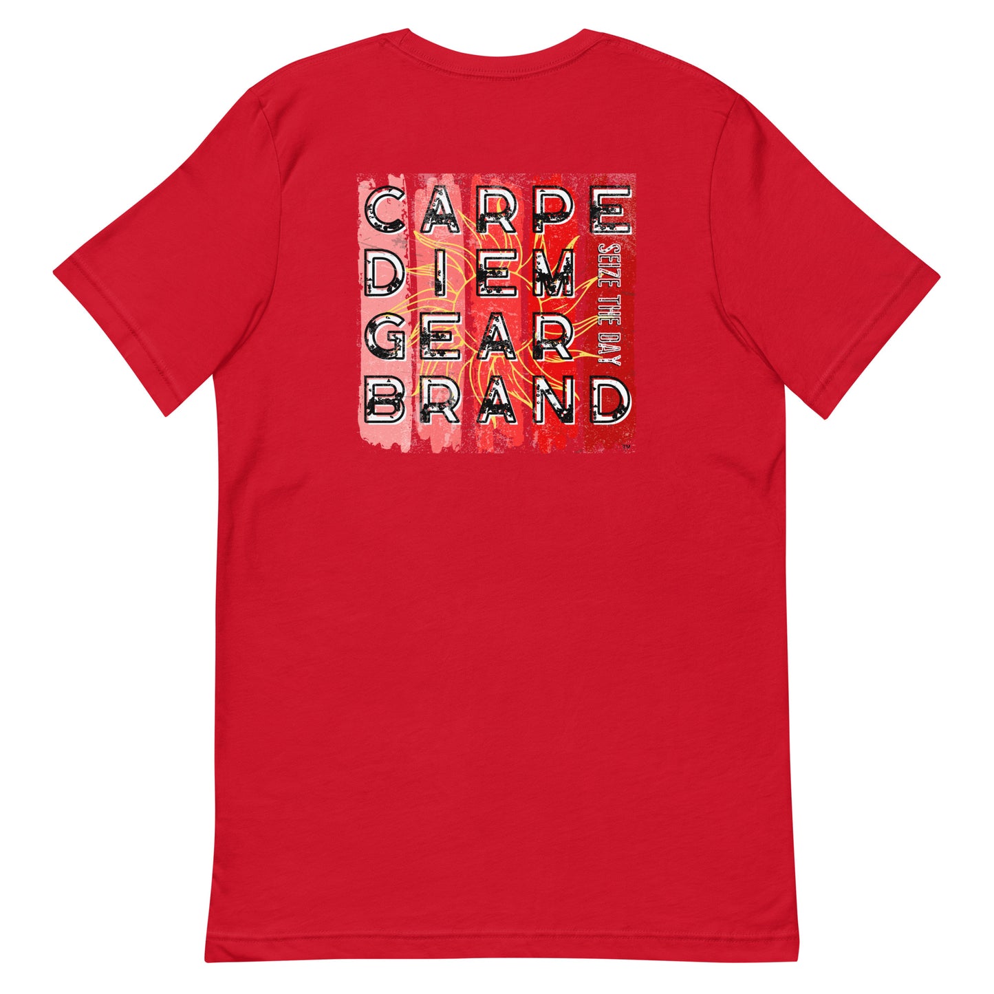 Carpe Diem Gear | Carpe Diem Gear Brand Collection | CDG Brand Stripes (Reds) DELUXE | Unisex T-Shirt Ring-Spun Cotton