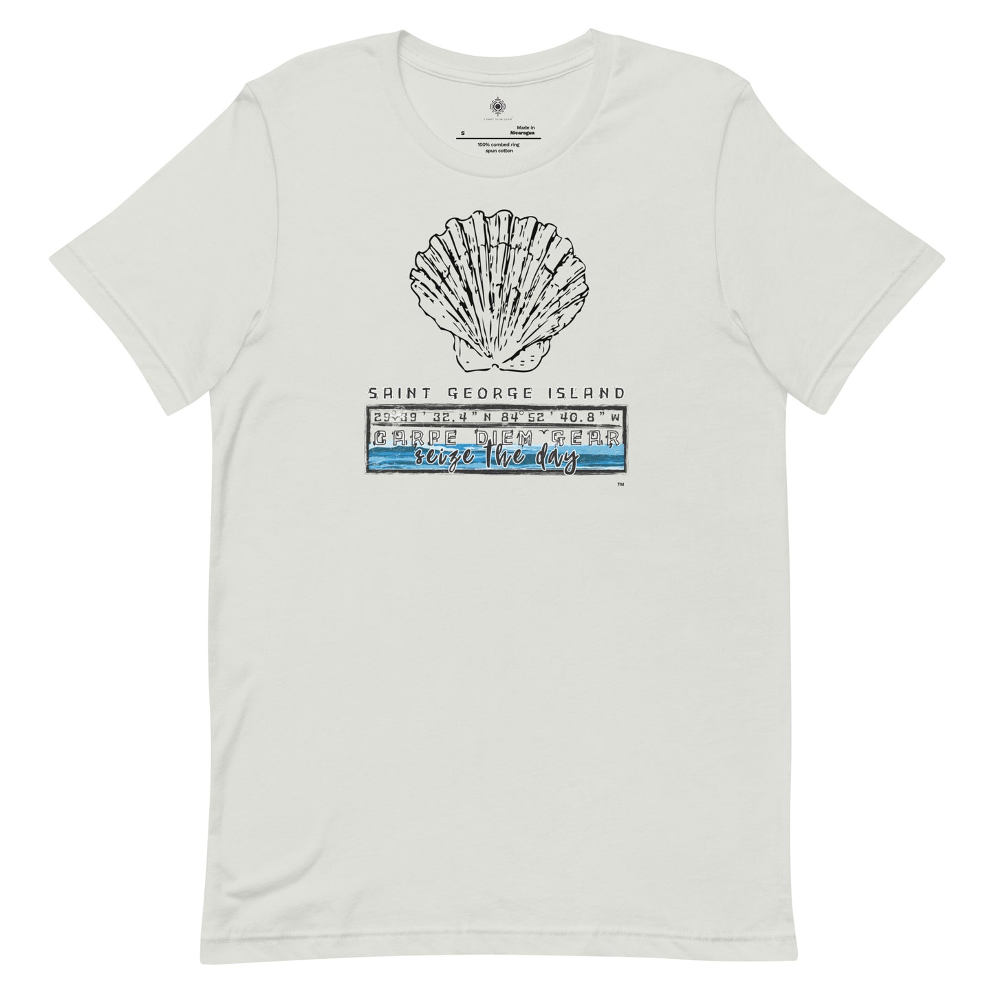 Carpe Diem Gear | St. George Island Beach | All Black Shell GPS | Unisex 100% Cotton T-Shirt