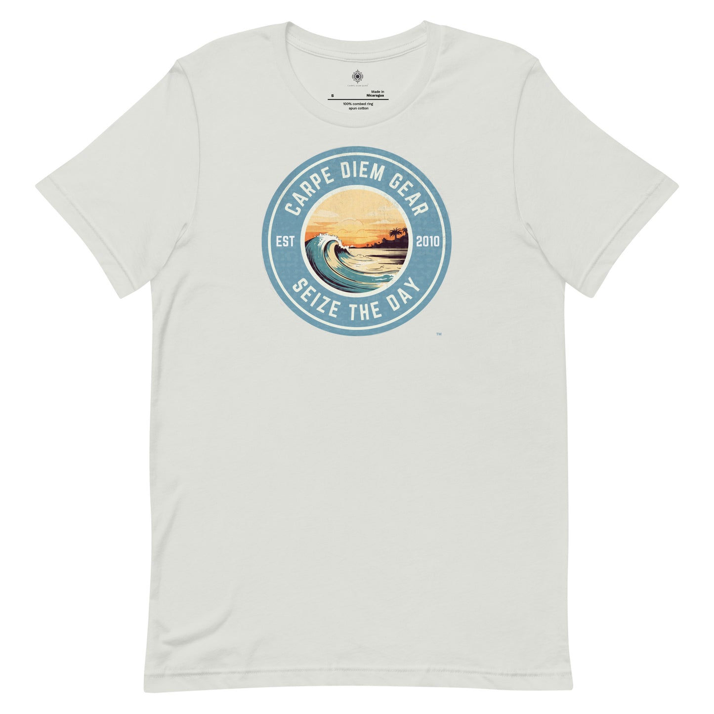 Carpe Diem Gear | Beach Life | Circle Sunset Wave | Unisex 100% Ring-Spun Cotton T-Shirt