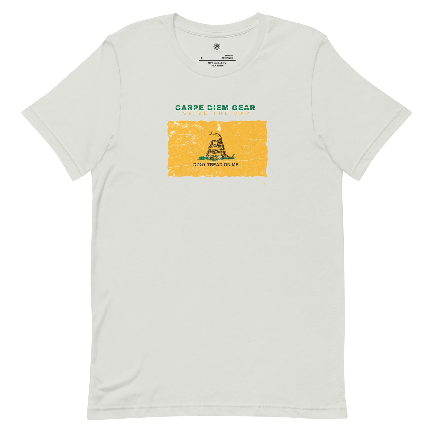 Carpe Diem Gear | America  | Don't Tread on Me Stamp DELUXE | Unisex 100% Cotton T-Shirt