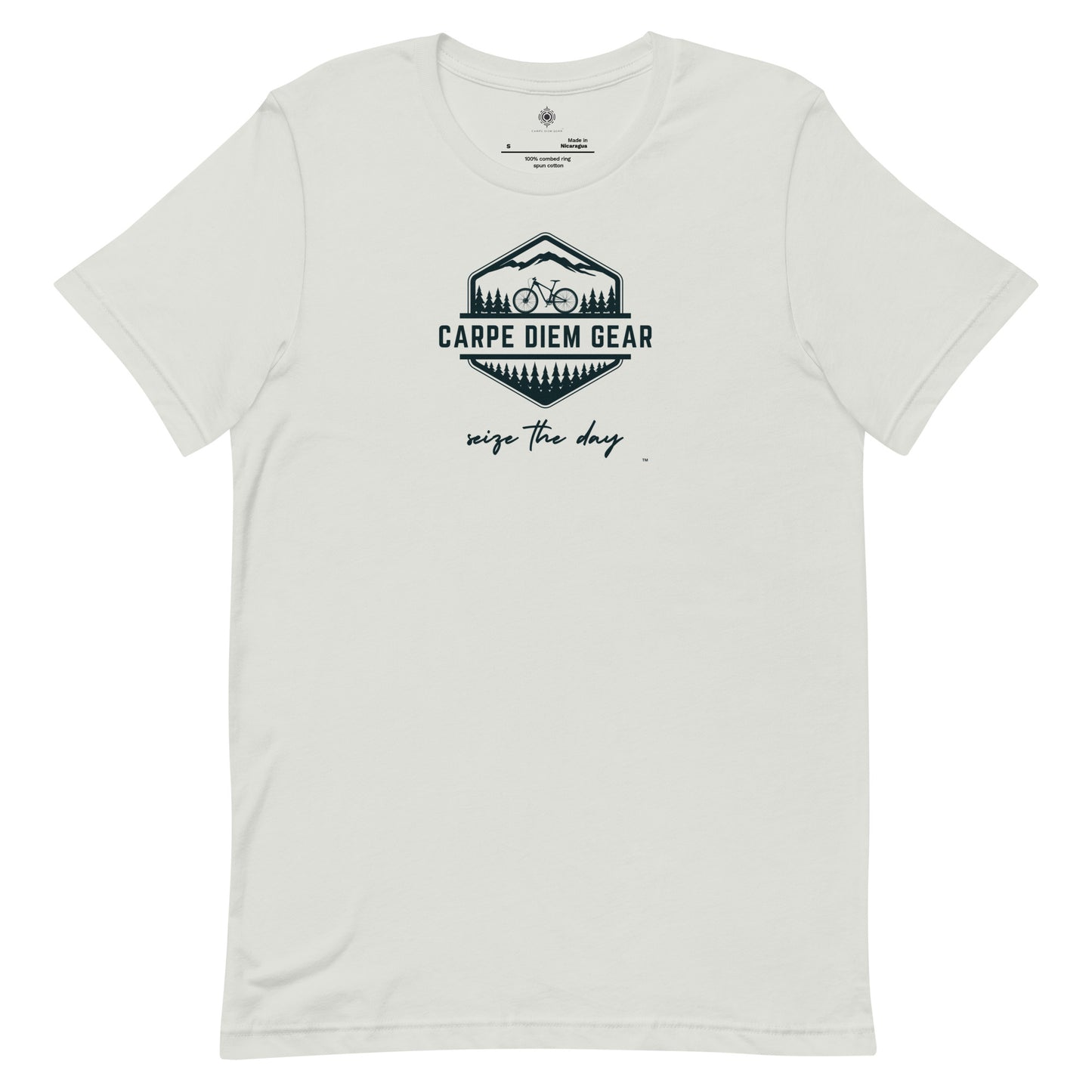 Carpe Diem Gear | Biking | All Black Badge Mountain Bike | Unisex 100% Cotton T-Shirt