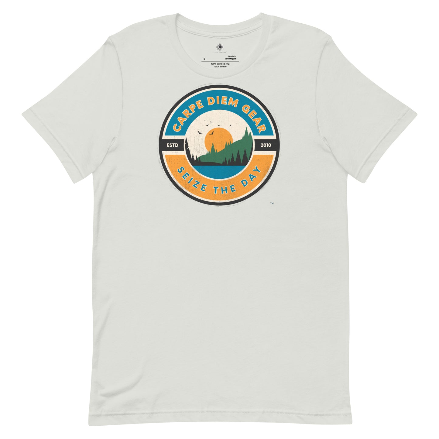 Carpe Diem Gear | Hike, Climb, Camp |  Circle Mountain Sunrise | Unisex 100% Cotton T-Shirt