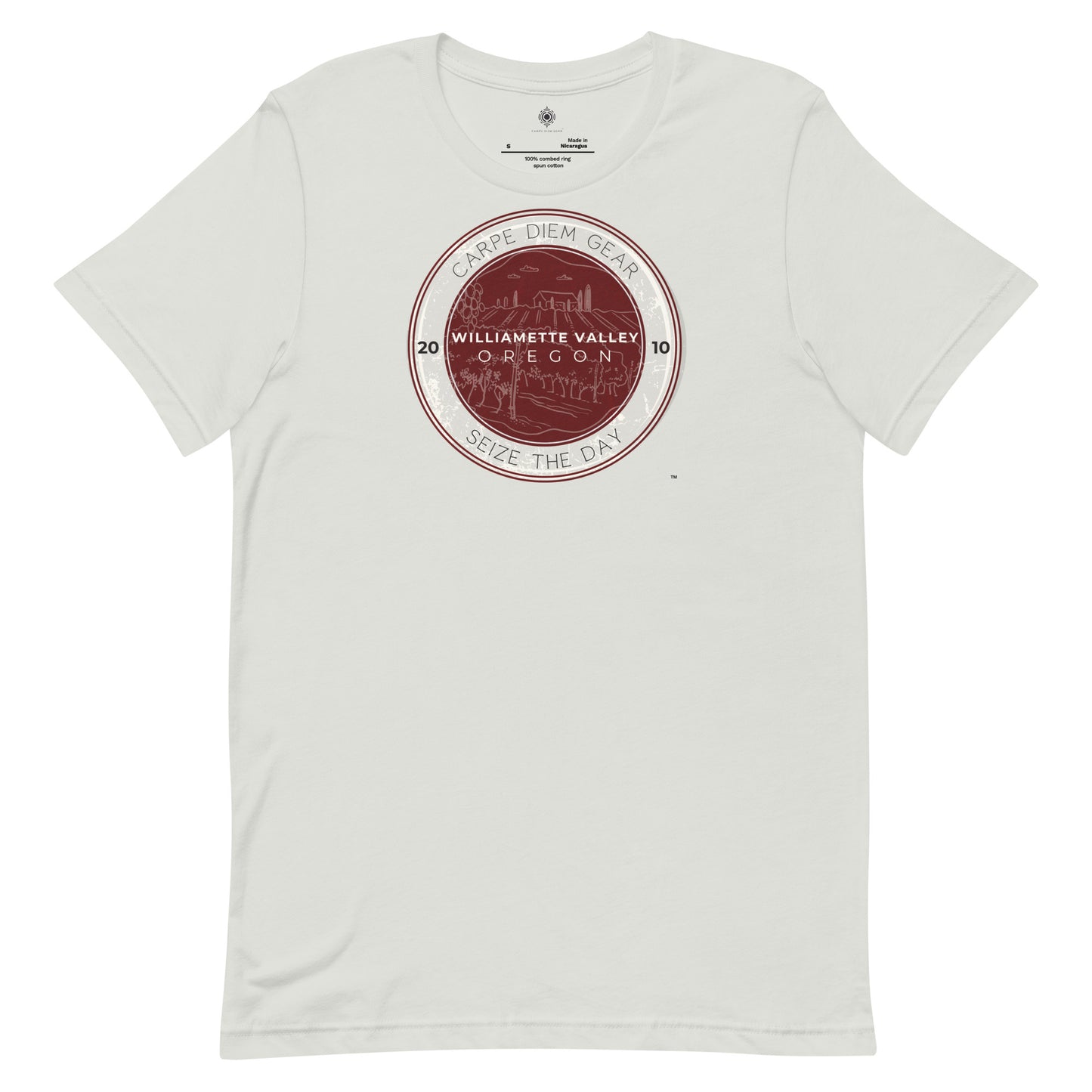 Carpe Diem Gear | Wine Country |  Willamette Valley, Oregon Burgundy Circle | Unisex 100% Cotton T-Shirt