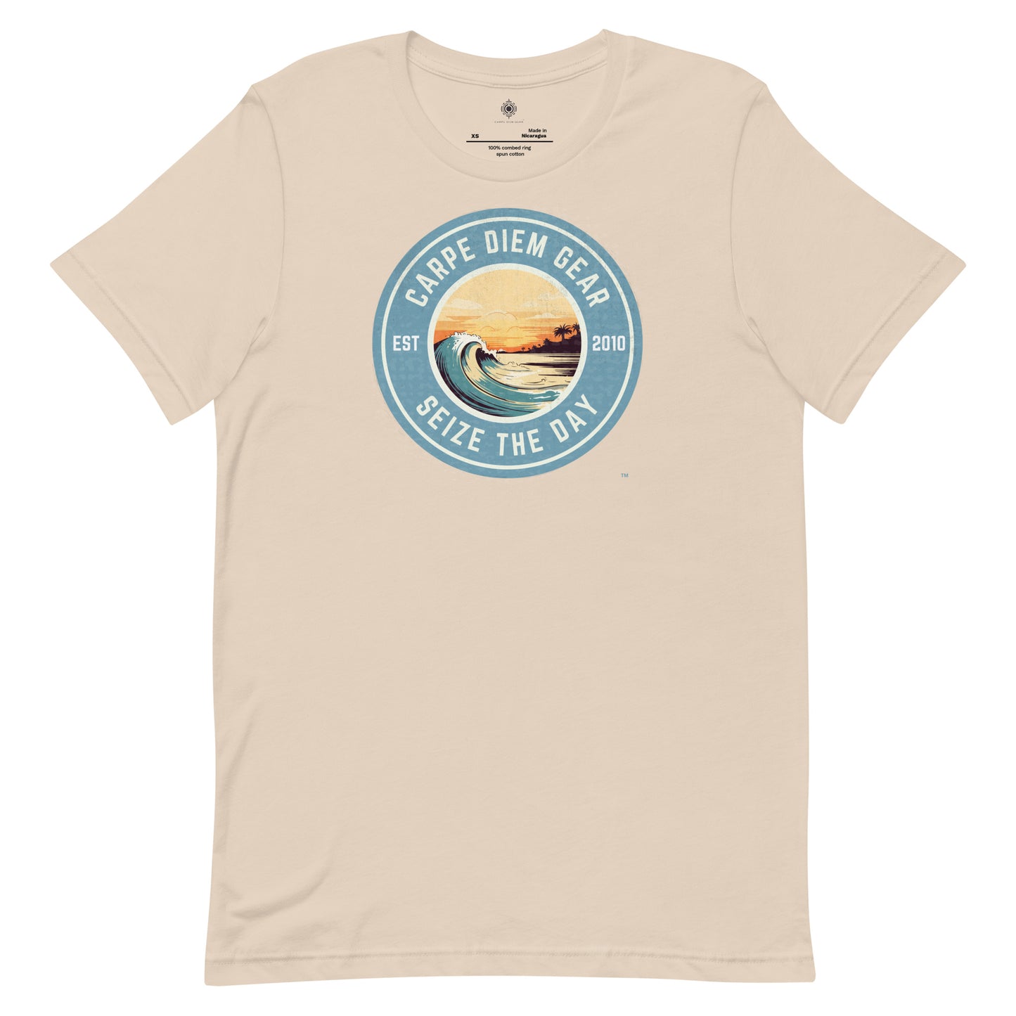 Carpe Diem Gear | Beach Life | Circle Sunset Wave | Unisex 100% Ring-Spun Cotton T-Shirt