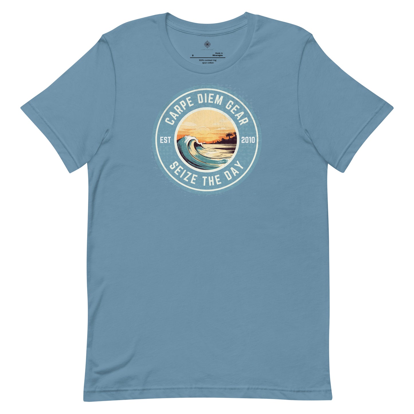 Carpe Diem Gear | Beach Life | Circle Sunset Wave | Unisex 100% Ring-Spun Cotton T-Shirt