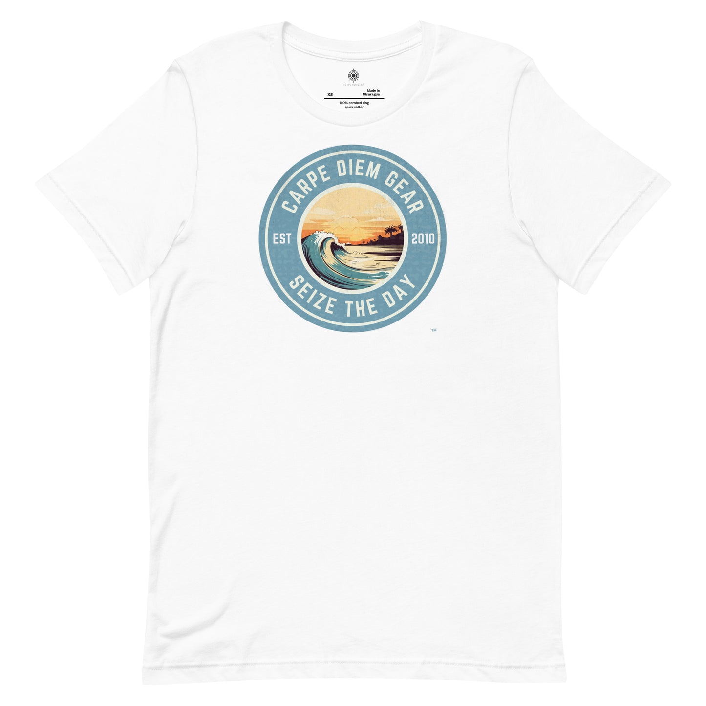 Carpe Diem Gear | Beach Life | Circle Sunset Wave | Unisex 100% Ring-Spun Cotton T-Shirt