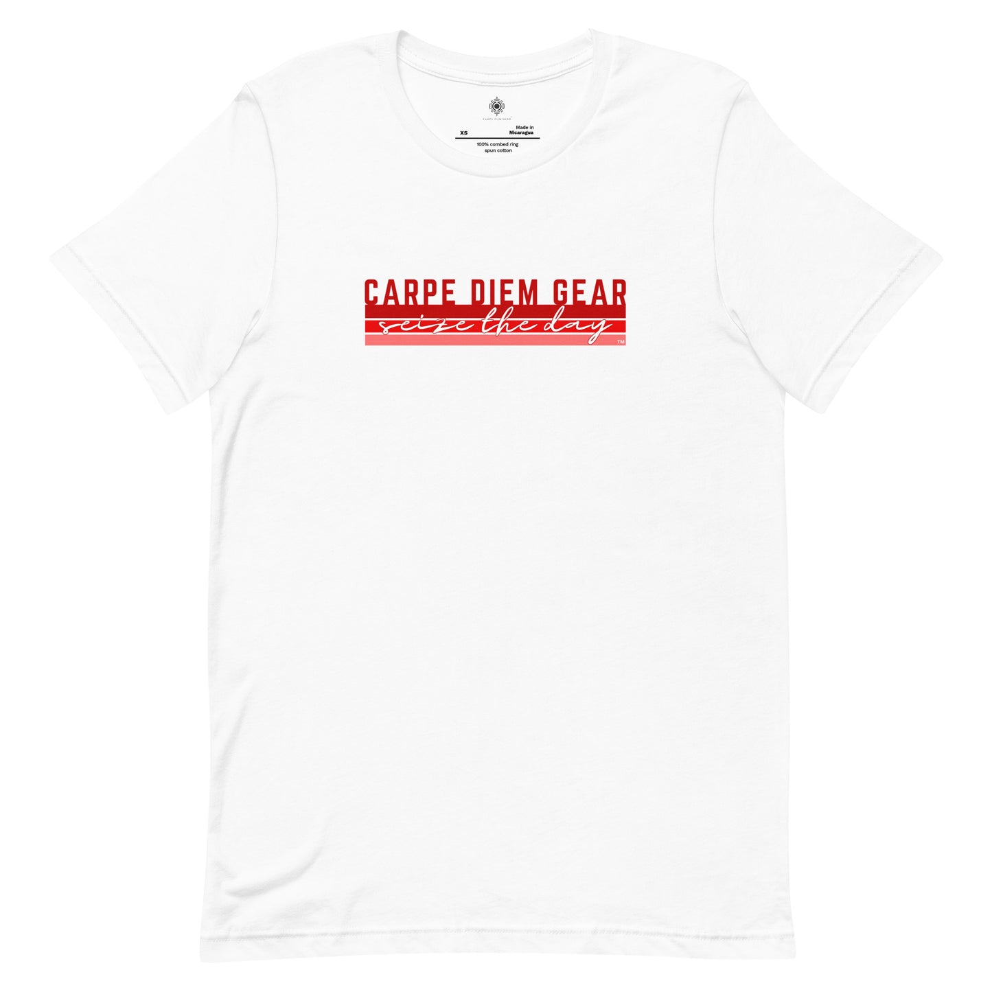 Carpe Diem Gear | Carpe Diem Gear Brand Collection | CDG Brand Stripes (Reds) DELUXE | Unisex T-Shirt Ring-Spun Cotton