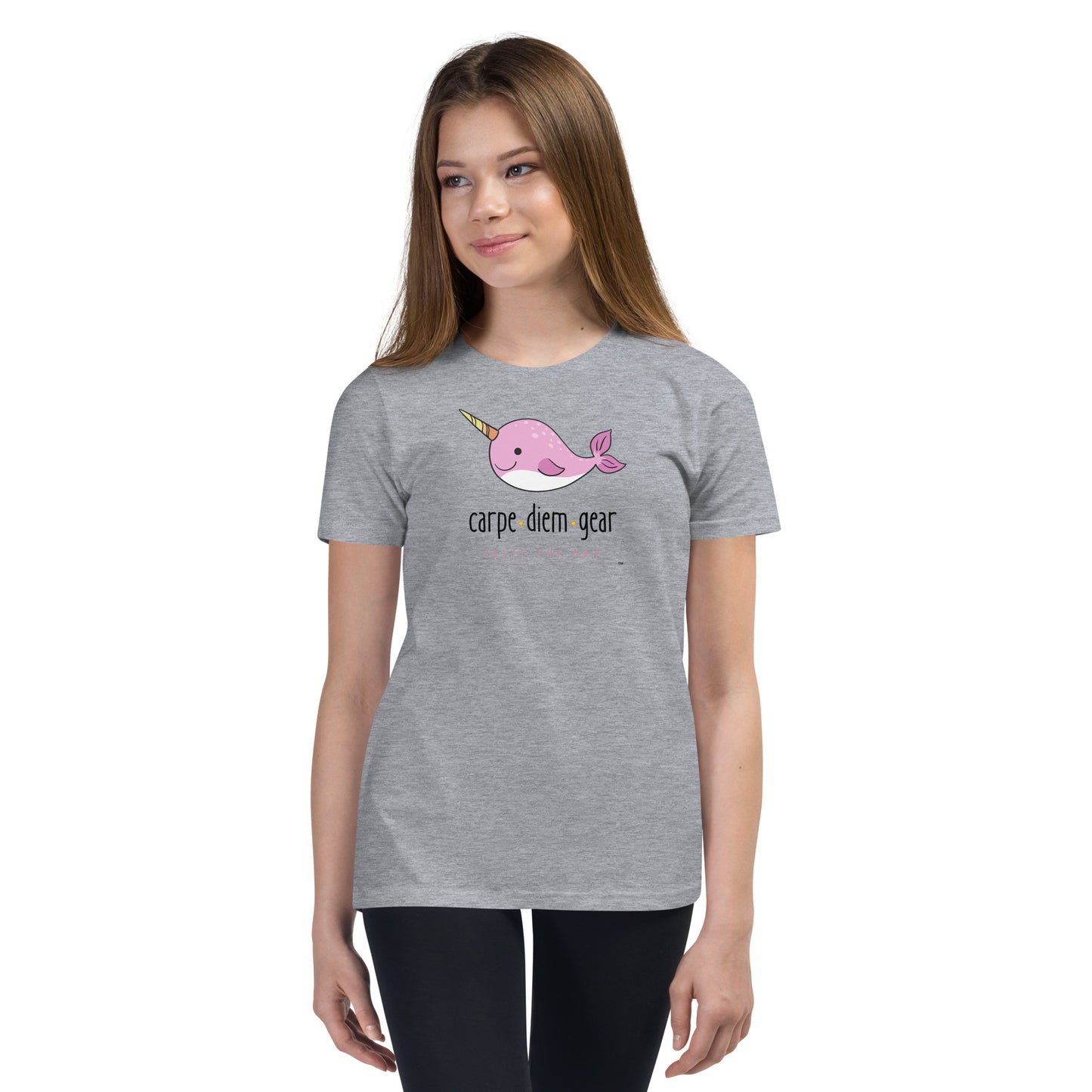 Carpe Diem Gear | Kid's Club | Pink Narwhal |  100% Cotton T-Shirt