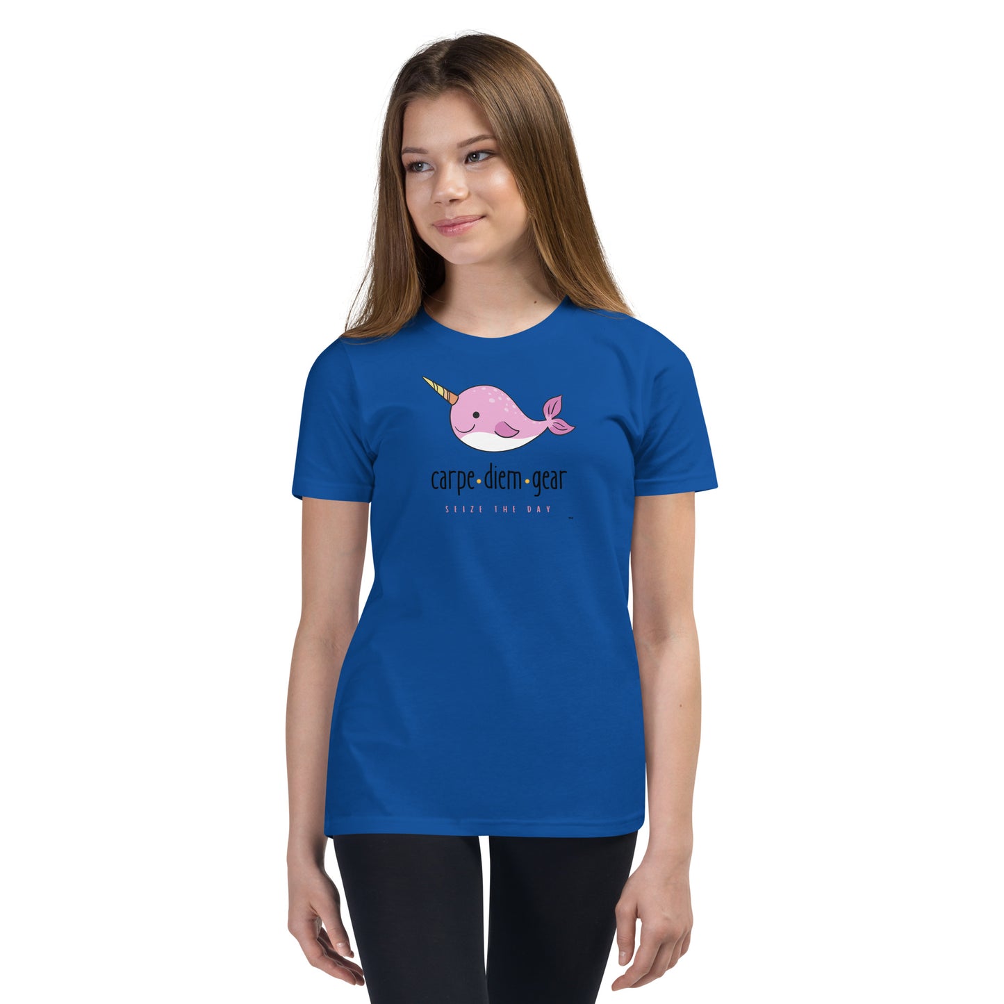 Carpe Diem Gear | Kid's Club | Pink Narwhal |  100% Cotton T-Shirt