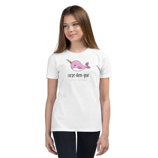 Carpe Diem Gear | Kid's Club | Pink Narwhal |  100% Cotton T-Shirt